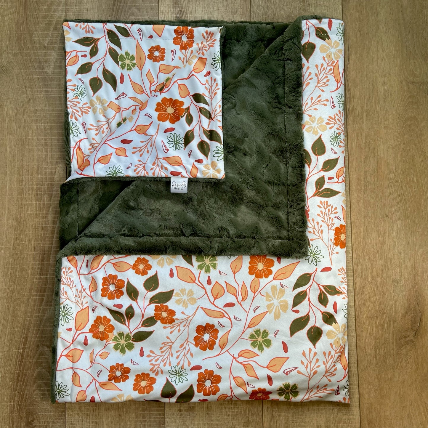 Adult / Momma Blanket - Orange and Green Neutral Floral