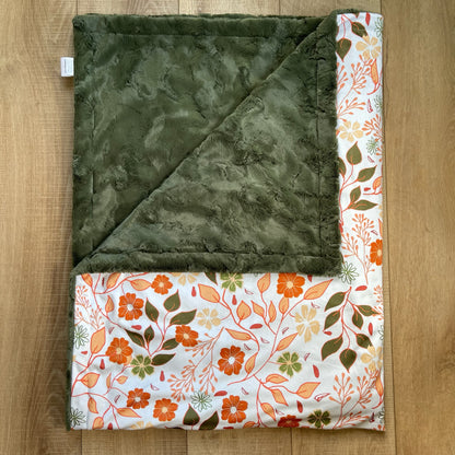 Adult / Momma Blanket - Orange and Green Neutral Floral