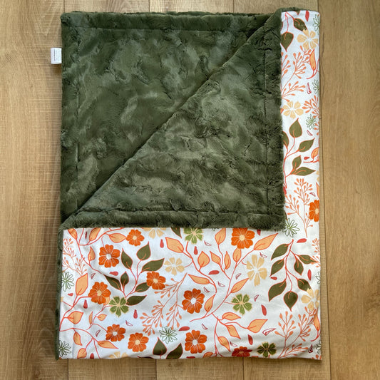 Adult / Momma Blanket - Orange and Green Neutral Floral