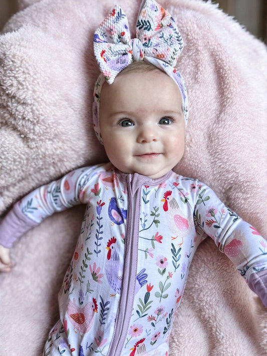 Sweet Chicken Blooms Bamboo Zipper Romper