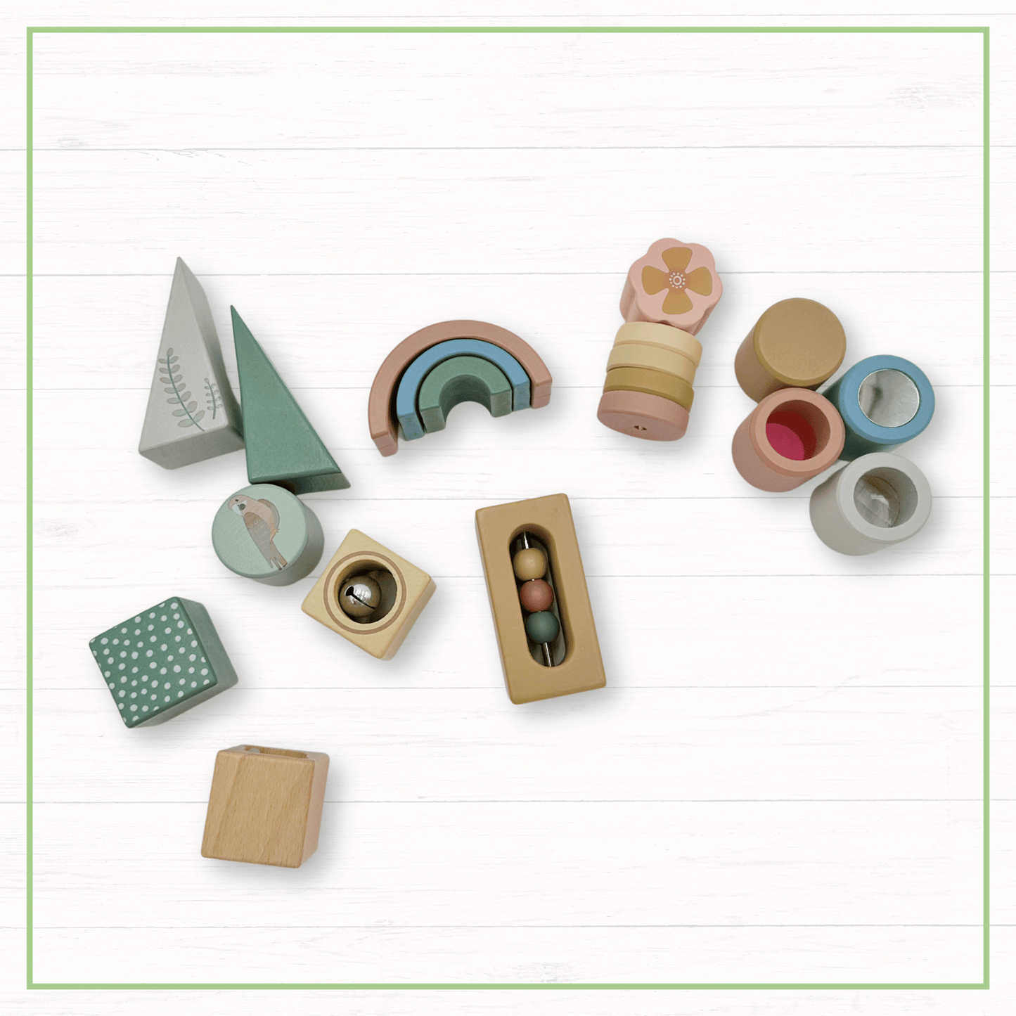 Wooden Activity Blocks 15pc - Interactive Sensory Blocks Ages 12m+