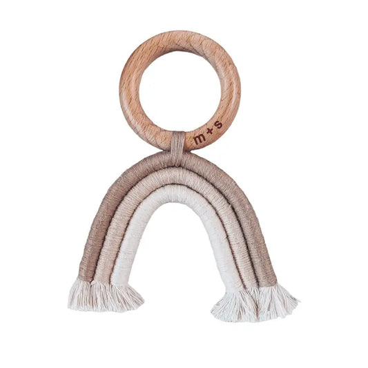 Organic Cotton Rainbow Teether - Taupe