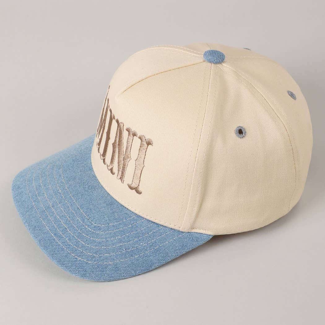 MINI Lettering Embroidery Two-Tone Baseball Cap For Kids: LT PINK / ONE SIZE