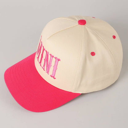 MINI Lettering Embroidery Two-Tone Baseball Cap For Kids: LT PINK / ONE SIZE