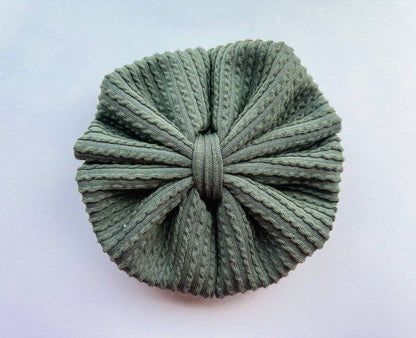 Baby Bow Headband - Neutral Messy: Moss