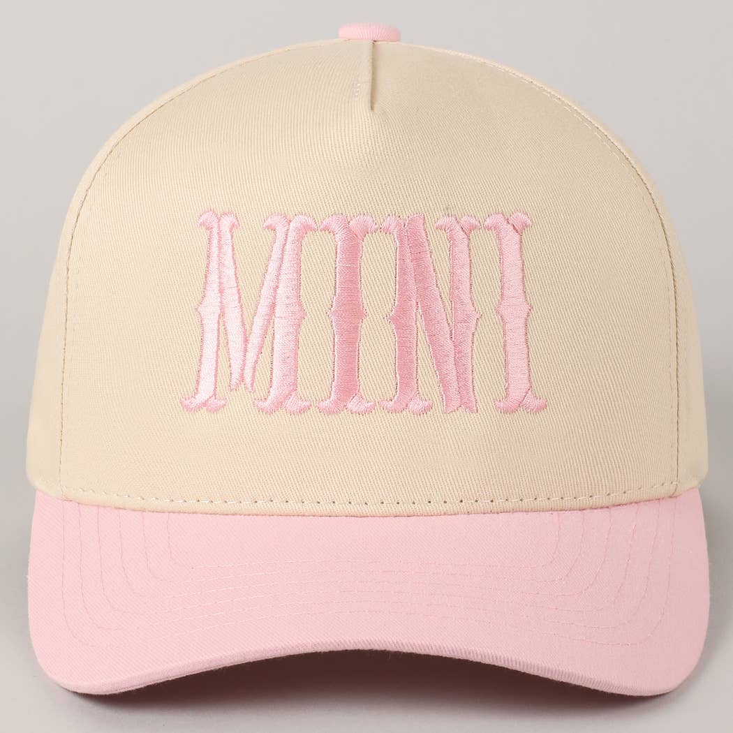 MINI Lettering Embroidery Two-Tone Baseball Cap For Kids: LT PINK / ONE SIZE