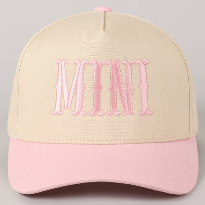 MINI Lettering Embroidery Two-Tone Baseball Cap For Kids: LT PINK / ONE SIZE