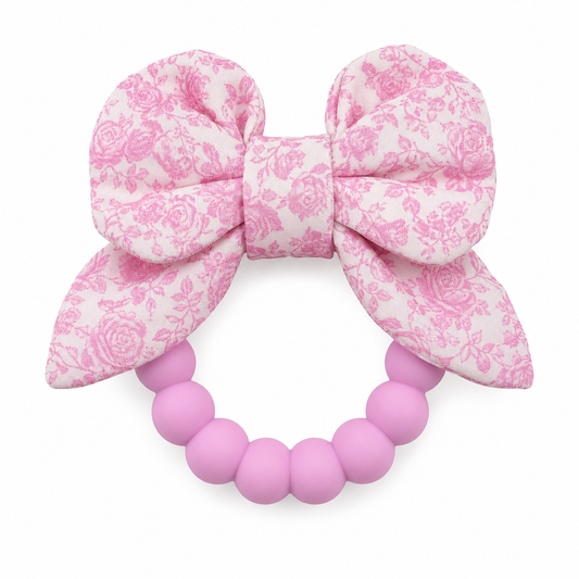 Baby Crinkle Teether Toy, Pink Bow