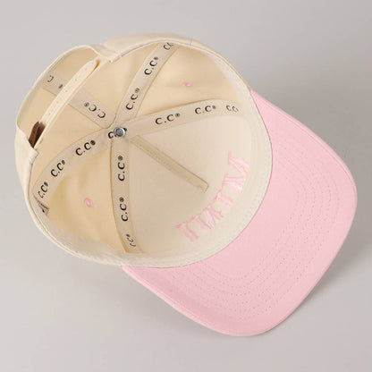 MINI Lettering Embroidery Two-Tone Baseball Cap For Kids: LT PINK / ONE SIZE