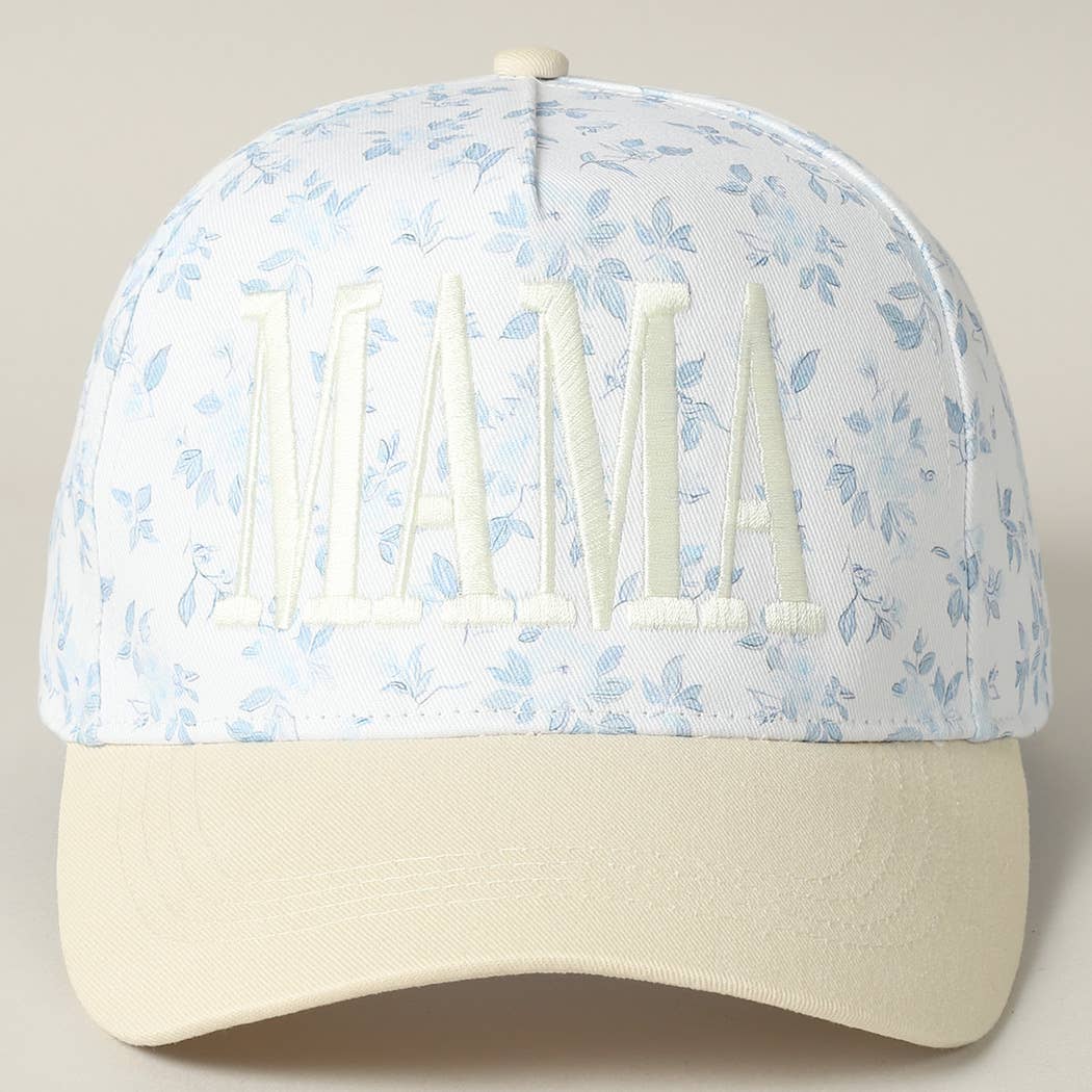 MAMA Embroidered Flower PatternTrucker Hat: WHITE/BEIGE / ONE SIZE