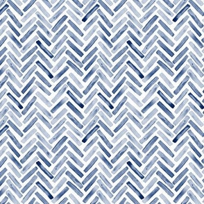 Watercolor Blue Herringbone