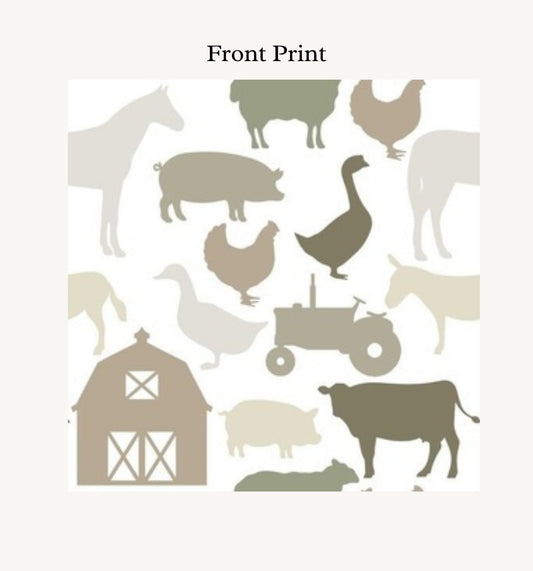 Farm Animals Outline Green & Taupe