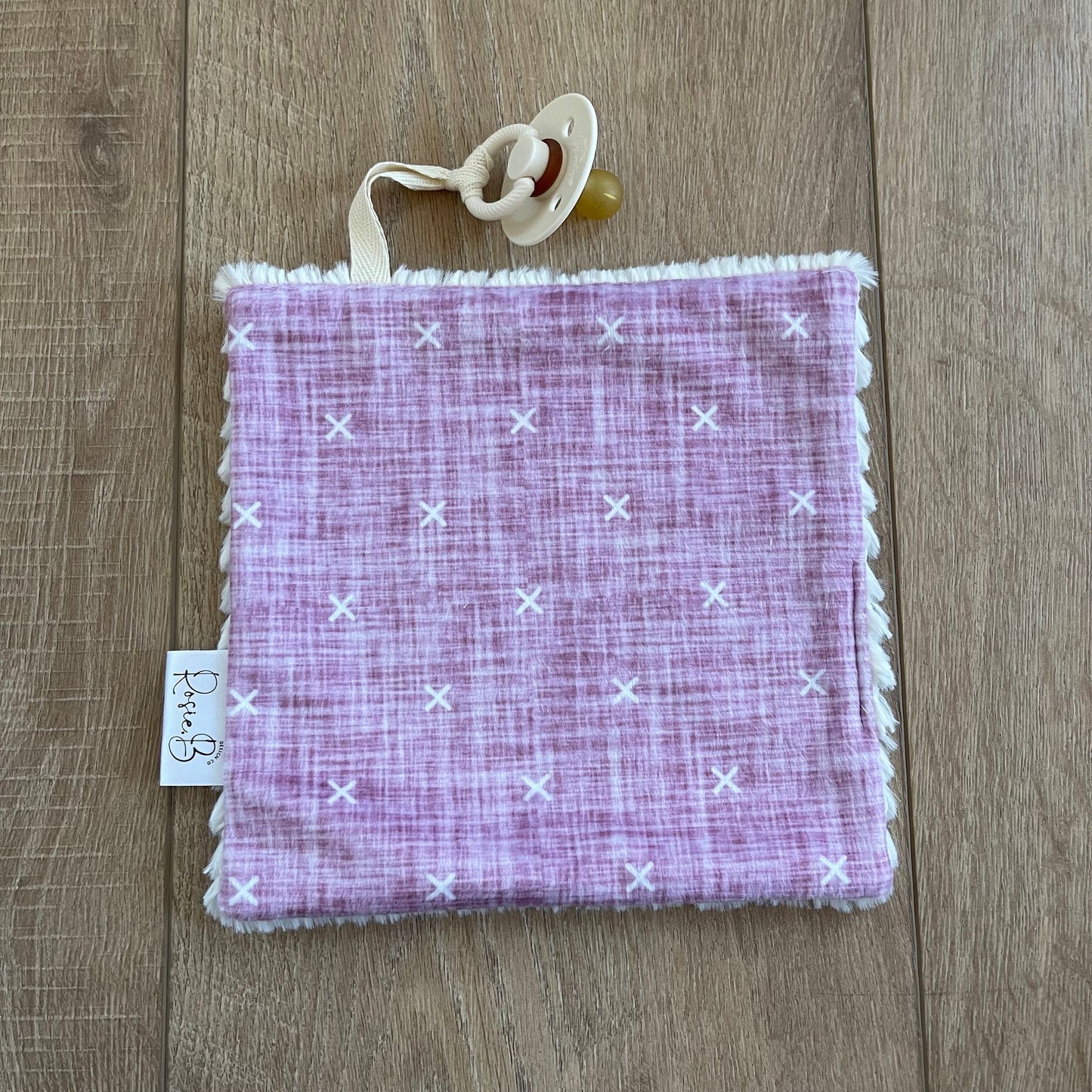 Paci Pal - Purple Peony Linen Cross "X"