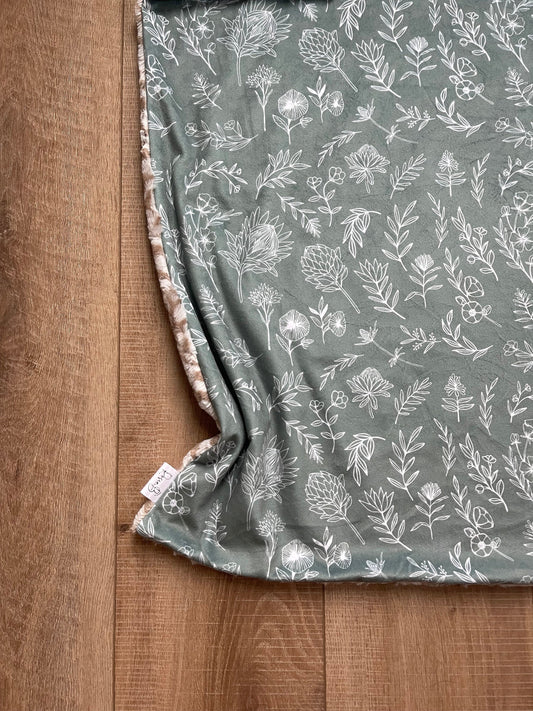 Kids Blanket - Sage Dainty Floral